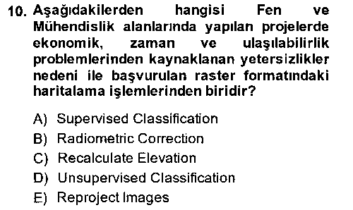 CBS202U Uzaktan Algılama Uygulamaları çıkmış sınav sorusu 2