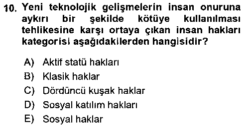 HUK130U İnsan Hakları Hukukuna Giriş çıkmış sınav sorusu 2