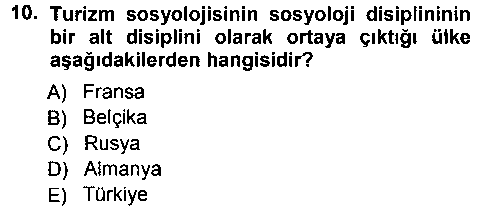 SOS109U Turizm Sosyolojisi çıkmış sınav sorusu 1