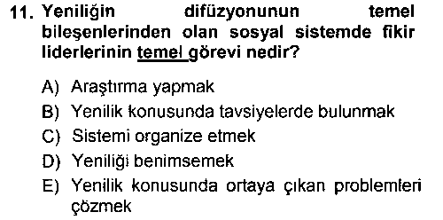 ISY203U Yenilik Yönetimi çıkmış sınav sorusu 1