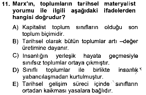 SOS201U Klasik Sosyoloji Tarihi çıkmış sınav sorusu 2