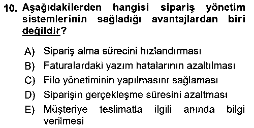 LOJ206U Bilişim Sistemleri Ve Lojistik çıkmış sınav sorusu 2
