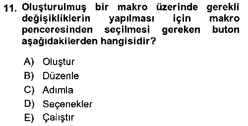 YBS301U İşlem Tablosu Programlama çıkmış sınav sorusu 3