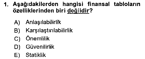 SAG406U Sağlık İşletmelerinde Finansal Yönetim çıkmış sınav sorusu 1