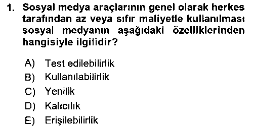 SMY102U Sosyal Medya Platformları çıkmış sınav sorusu 1