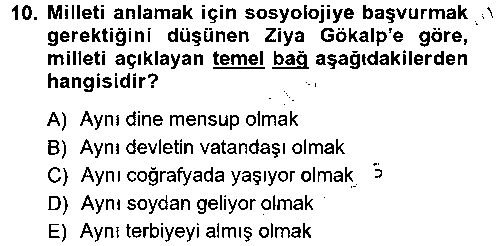 SOS313U Türkiye´de Sosyoloji çıkmış sınav sorusu 1
