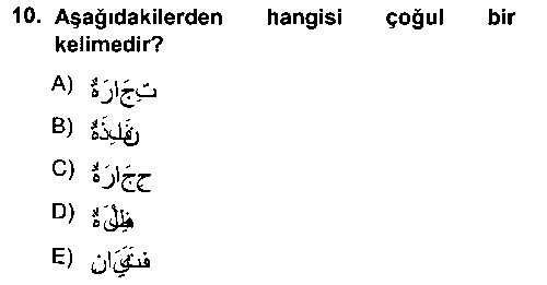 Arapça 1 çıkmış sınav sorusu 1