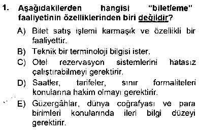 TSH201U Seyahat Acentacılığı ve Tur Operatörlüğü çıkmış sınav sorusu 1