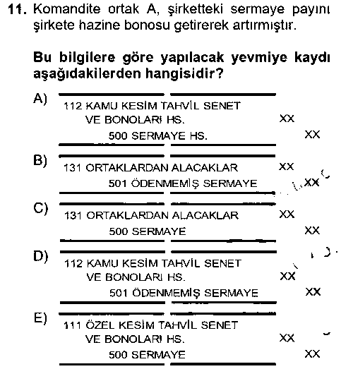 MUH212U Şirketler Muhasebesi çıkmış sınav sorusu 1