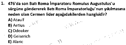 TAR2008 Ortaçağ Avrupa Tarihi çıkmış sınav sorusu 1