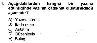 TUR204U Türkçe Yazılı Anlatım çıkmış sınav sorusu 1