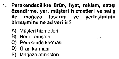 PMY206U Perakendecilikte Ürün Yönetimi çıkmış sınav sorusu 1