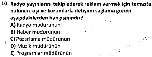 FOT1001 Radyo ve Televizyonda Temel Kavramlar çıkmış sınav sorusu 2