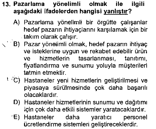 PZL108U Sağlık Hizmetleri Pazarlaması çıkmış sınav sorusu 2