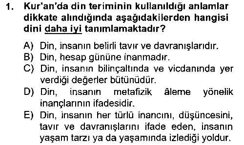 Yaşayan Dünya Dinleri çıkmış sınav sorusu 1