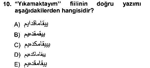 TAR111U Osmanlı Türkçesi 1 çıkmış sınav sorusu 1