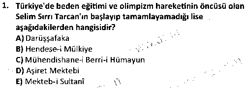 SPB1007 Spor Tarihi ve Olimpizm çıkmış sınav sorusu 1