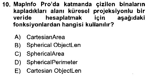 CBS122U Coğrafi Bilgi Sistemleri Yazılımı çıkmış sınav sorusu 2