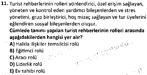 TOI2010 Seyahat Acentacılığı ve Tur Operatörlüğü çıkmış sınav sorusu 3