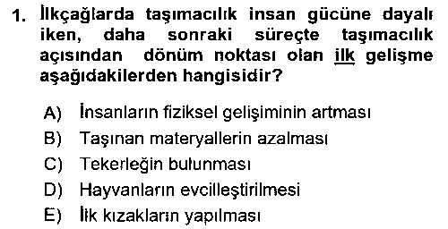 LOJ207U Ulaştırma Sistemleri Ve Yönetimi çıkmış sınav sorusu 1