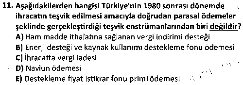 DT2004 Dış Ticaret Teşvikleri çıkmış sınav sorusu 3