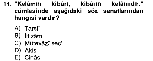 EDB104U Eski Türk Edebiyatına Giriş: Söz Sanatları çıkmış sınav sorusu 2