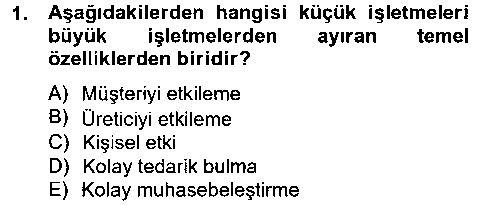 ISY204U Küçük İşletme Yönetimi çıkmış sınav sorusu 1