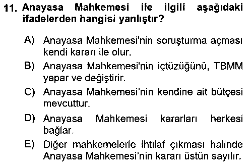 ADL110U İdari Yargı Ve Anayasa Yargısı çıkmış sınav sorusu 3