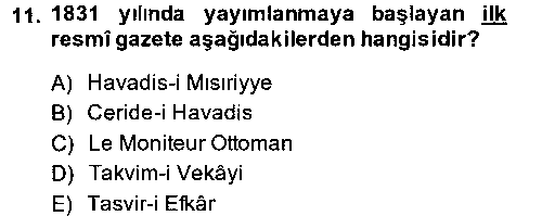 TAR407U Türk Basın Tarihi çıkmış sınav sorusu 2
