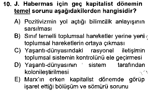 SOS302U Sosyolojide Yakın Dönem Gelişmeler çıkmış sınav sorusu 2