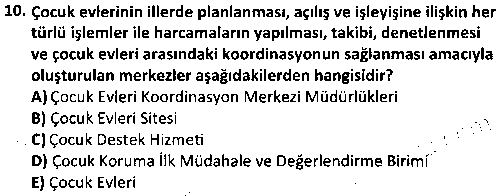 ÇGL3010 Çocuk Yaşam Alanı ve Çevre Düzenlemesi çıkmış sınav sorusu 2