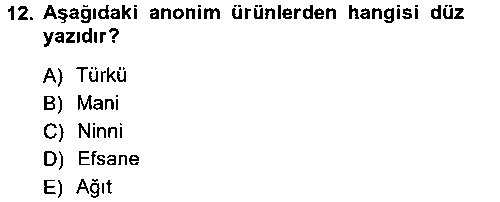EDB101U Halk Edebiyatına Giriş 1 çıkmış sınav sorusu 3