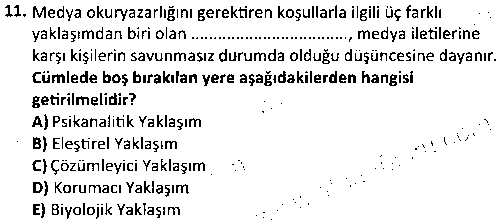 FOT2003 Medya Okuryazarlığı çıkmış sınav sorusu 3