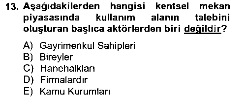 EMY102U Gayrimenkul Ekonomisi çıkmış sınav sorusu 2