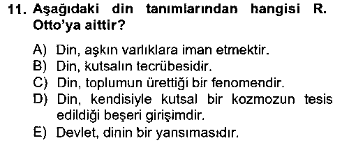 Din Sosyolojisi çıkmış sınav sorusu 1