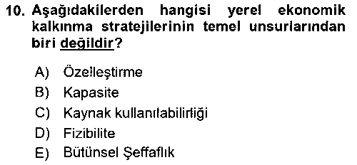 YYT102U Yerel Ekonomik Kalkınma çıkmış sınav sorusu 2
