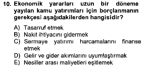 MLY302U Mahalli İdareler Maliyesi çıkmış sınav sorusu 2