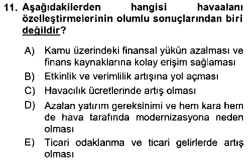 HIS401U Havaalanı Yönetimi çıkmış sınav sorusu 3