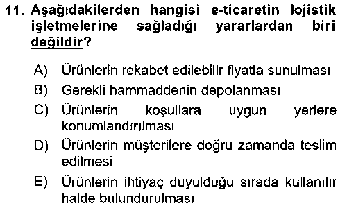 LOJ206U Bilişim Sistemleri Ve Lojistik çıkmış sınav sorusu 3