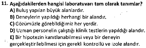 LAB1007 Laboratuvar Teknikleri ve Prensipleri çıkmış sınav sorusu 3