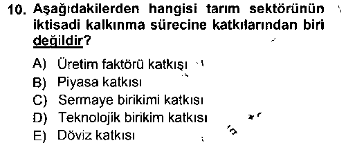 IKT309U Tarım Ekonomisi ve Tarımsal Politikalar çıkmış sınav sorusu 1