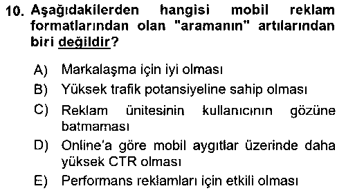 PZL305U İnternet Ve Mobil Pazarlama çıkmış sınav sorusu 2
