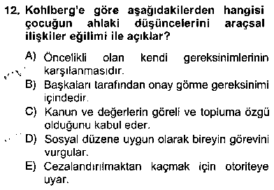 OKO408U Okulöncesi Dönemde Değerler Eğitimi çıkmış sınav sorusu 3