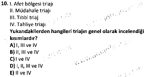 ACY2007 Afetlerde İlk ve Acil Yardım Yönetimi çıkmış sınav sorusu 2