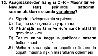 MUH204U Dış Ticaret İşlemlerinin Muhasebeleştirilmesi çıkmış sınav sorusu 3