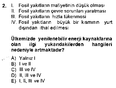 EID106U Yenilenebilir Enerji Kaynakları çıkmış sınav sorusu 2