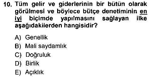 MLY301U Devlet Bütçesi çıkmış sınav sorusu 2