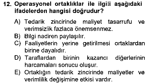 PZL212U Tedarik Zinciri Yönetimi çıkmış sınav sorusu 3