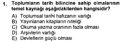 TAR105U Tarih Metodu çıkmış sınav sorusu 1
