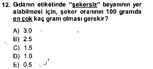 GKA105U Gıda Mevzuatı ve Kalite Yönetimi çıkmış sınav sorusu 3